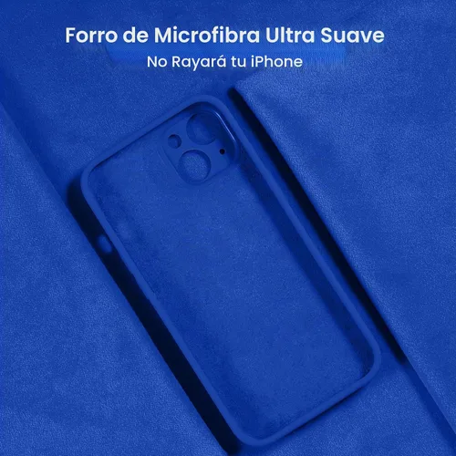 Vista 5 de FireNova Funda diseñada para iPhone 14, funda de silicona mejorada [protección de cámara] con [2 protectores de pantalla], forro interior de Azul