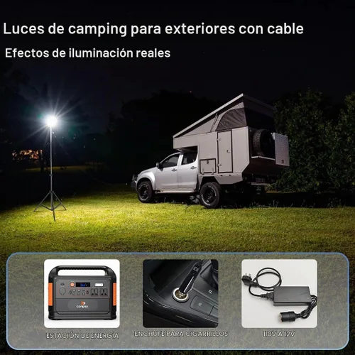 Vista 5 de CONPEX Luces LED telescópicas para acampar de 18000 lúmenes, trípode, control remoto, luz telescópica al aire libre con soporte