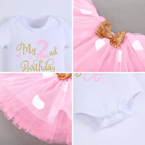 Vista 5 de Traje de bebé para primer cumplaños, de lunares, falda de tutú, diadema de orejas de ratón, traje perfecto para sesión de fotos