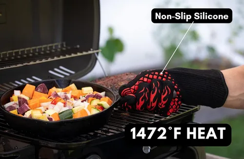 Vista 4 de Guantes de barbacoa, termómetro digital de carne y garras de barbacoa para triturar carne - Gran juego de accesorios de herramientas para ahumar