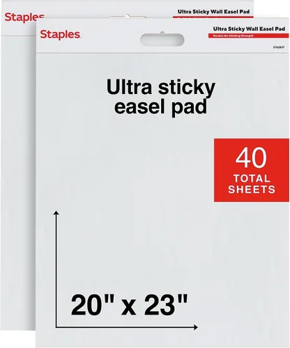 Vista 12 de STAPLES Ultra Sticky Tabletop Easel Pad, 20" x 23", 20 Sheets/Pad (ST62836)