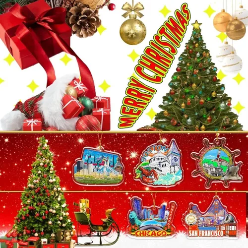 Vista 4 de Salem - Adorno de Navidad acrílico para árbol de Navidad, decoración clásica de recuerdo de viaje, colección de regalo -141