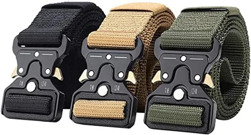 Vista 2 de Cinturón táctico, estilo militar, correa de malla de malla resistente de liberación rápida, cinturón de hebilla de metal para hombres y mujeres