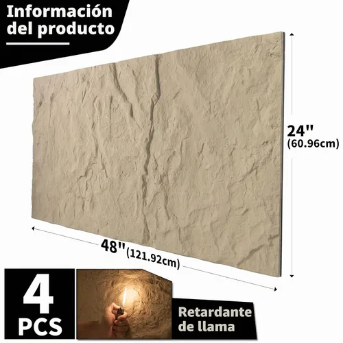 Vista 9 de Art3d Paneles de pared 3D, 24 x 48 pulgadas, paneles de pared de poliuretano amarillo piedra para decoración de pared interior, paquete de 4, 32