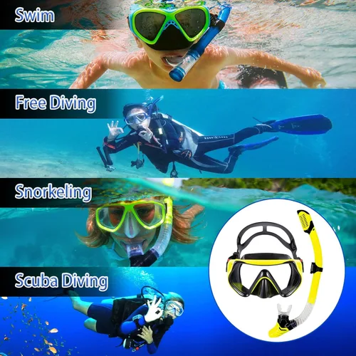 Vista 7 de TUDIVING Equipo de esnórquel para adultos, máscara de natación antivaho con vista panorámica, kit de esnórquel con parte superior seca, juego