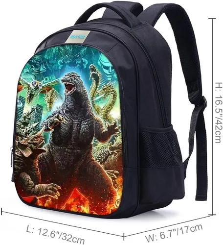 Vista 2 de MATMO Juego de mochila y lonchera de dinosaurio monstruo para niños, juego de mochila de dinosaurio 23-8