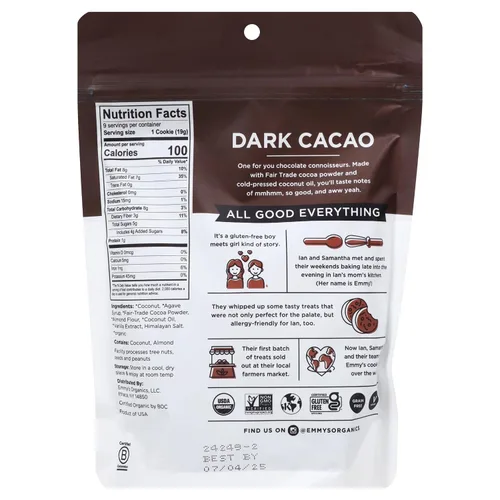 Vista 5 de Emmys, Cookie Coconut Dark Cacao Orgánico, 6 onzas