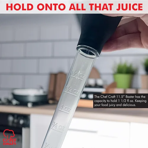 Vista 5 de Chef Craft Baster clásico con tubo transparente, 11.5 pulgadas de largo, negro