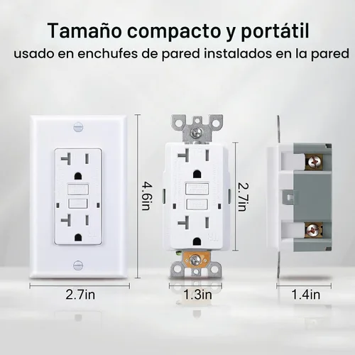 Vista 5 de 3GRACE Tomacorriente GFCI de 20 Amperios, Receptáculo GFI Resistente a Manipulaciones con Indicador LED, Interruptor de Circuito de Falla a Tierra