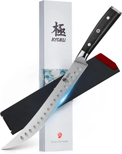 Vista 15 de KYOKU Cuchillo deshuesador de 6,5 pulgadas de la serie Samurai, cuchillo de filetear con mango de madera de Pakka, acero de alto carbono