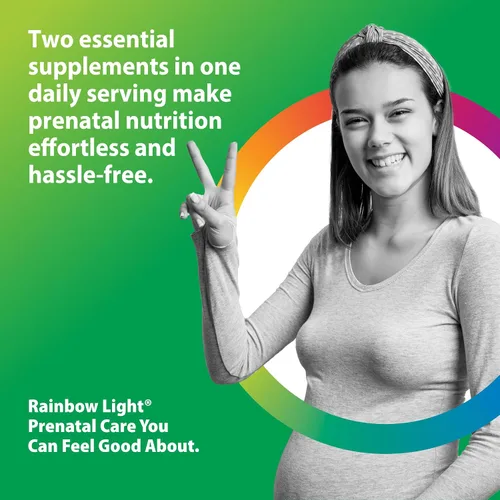 Vista 3 de Rainbow Light Prenatal Daily Duo: Prenatal One Multivitamin and Prenatal DHA- 30 Tablets and 30 Softgels (El embalaje puede variar) Aceite