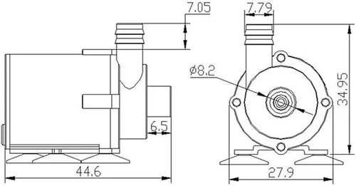 Vista 3 de JT-160 DC Mini bomba sumergible anfibia de agua sin escobillas de 12 V con adaptador de corriente
