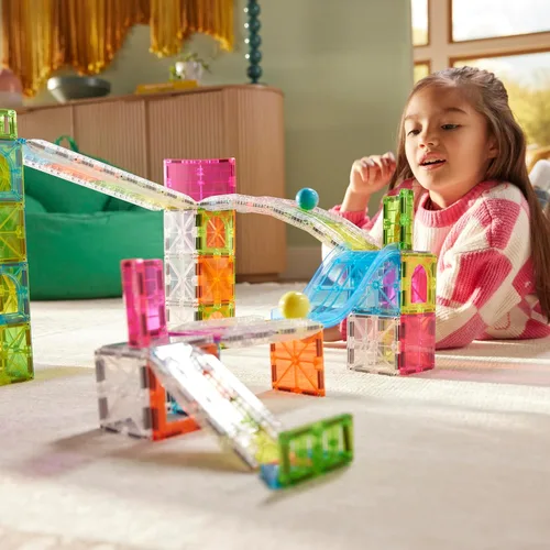 Vista 4 de MAGNA-TILES Rail Racers Max - Juego de construcción magnética de 80 piezas, la marca original de construcción magnética