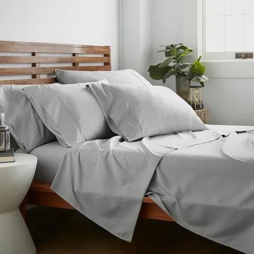 Vista 23 de American Home Collection - Juego de sábanas y fundas de almohada estampadas de 6 piezas, con 14 pulgadas de caída; sábanas de microfibra con doble