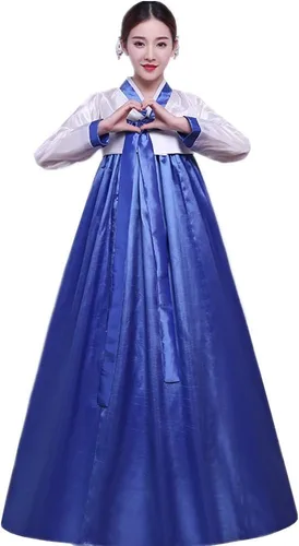 Vista 10 de XINFU Conjunto de Hanbok tradicional coreano para mujer, vestido colorido de manga larga, disfraz de cosplay Greenrosy