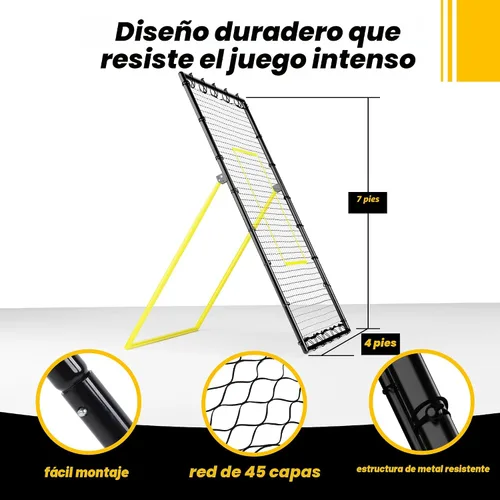 Vista 5 de Adjustable Volleyball Rebounder Net 7x4 ft – Bounce Back Training Equipment with Angle Customization for Practicing Volleying, Bumping, Spiking