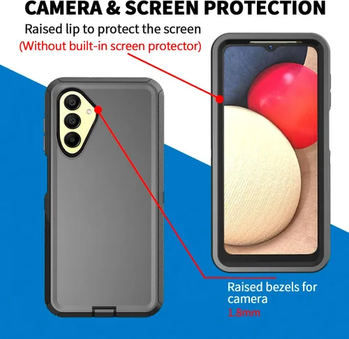 Vista 4 de Funda para Samsung Galaxy A17 5G, resistente a prueba de golpes, a prueba de polvo, 3 en 1, funda protectora resistente para Galaxy A17 5G (negro)