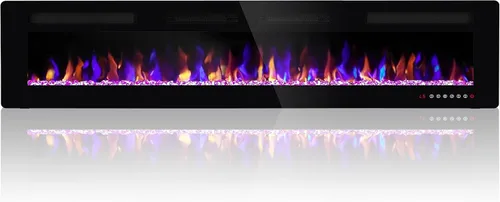 Vista 11 de Ludatido Chimenea eléctrica de 50 pulgadas montada en la pared/empotrada, inserto de chimenea eléctrica con 51000BTU para habitación de 410 pies