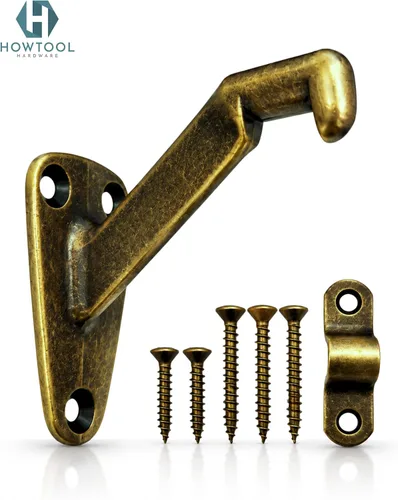 Vista 2 de Soporte de pasamanos resistente de latón antiguo, paquete de 3 HOWTOOL