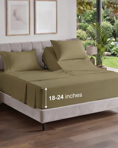 Vista 328 de Extra Deep Twin XL Sheet Set - 3 Piece College Dorm Room - White 01-Blanco