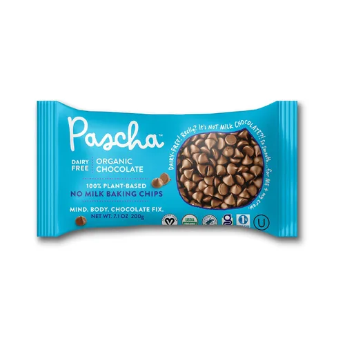Vista 15 de Pascha Chips de chocolate negro semidulce orgánico con 55% de cacao, chips para hornear a granel, chocolate vegano suave para hornear, sin alérgenos