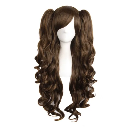 Vista 72 de Peluca MapofBeauty Lolita para disfraz, cabello largo, rizado, con coleta, Blanco