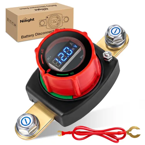 Vista 23 de Nilight Battery Disconnect Switch with Waterproof Key and Cover 12V 24V On Off Battery Master Isolator Cut Off Power Kill Switch for Car Marine Boat