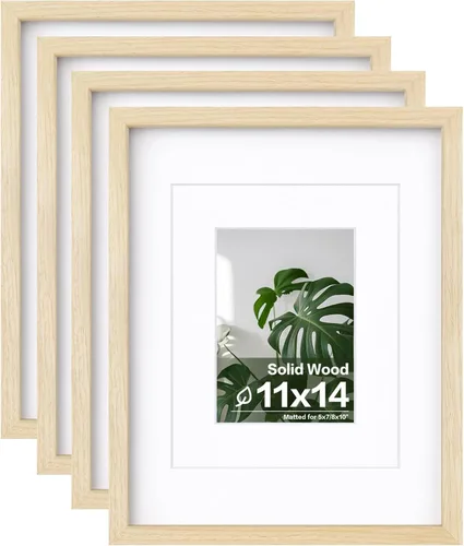 Vista 48 de Egofine - Juego de 4 portarretratos A4 de madera maciza y cubierta de plexiglás de 4 x 6/6 x 8 pulgadas con paspartú o A4 sin paspartú, para mesa