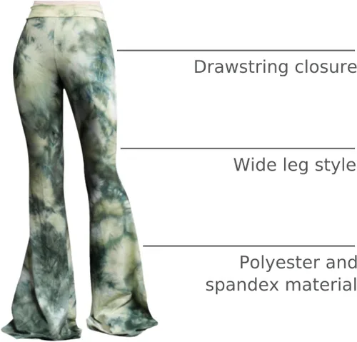 Vista 7 de ShopMyTrend - Pantalones de yoga largos con piernas anchas y acampanadas estilo palazzo, con cintura alta, para mujer