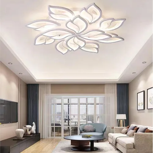 Vista 19 de Garwarm Lámpara de Techo Moderna, Candelabro LED Regulable de 23.6" Empotrado en el Techo, Control Remoto Lámpara de Hoja Acrílica Blanca para Sala