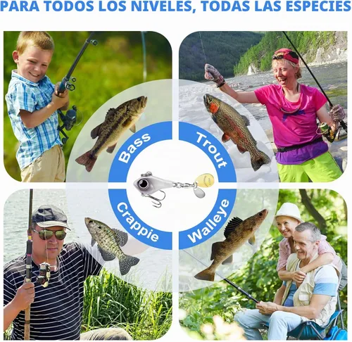 Vista 7 de TRUSCEND Vibespinner Easy Catch Fishing Lures with BKK Hooks, Dual-Blade Spinner Baits with Double Water Disturbance and Reflective for More Bites
