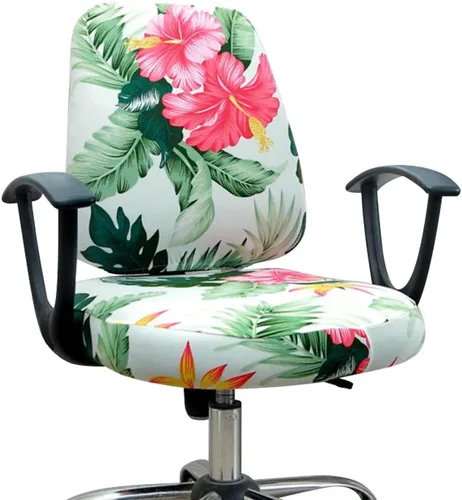 Vista 8 de VIOKKO Funda elástica para silla de oficina, fundas de asiento para silla de escritorio, antipolvo, universal, divididas de 2 piezas, giratorias
