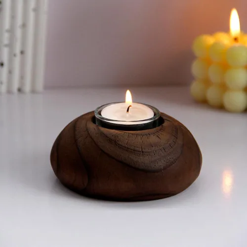 Vista 7 de SOLUSTRE Portavelas de madera Soporte votivo de madera Soporte de vela de Navidad de madera Sostenedor de vela de granja Té votivo