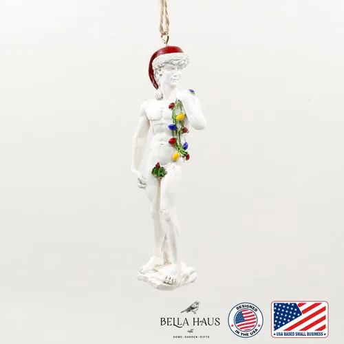 Vista 2 de Bella Haus Christmas Shoppe - Figura decorativa de árbol de Navidad de David con luces de arco iris, figura de resina del orgullo LGBTQ, decoración