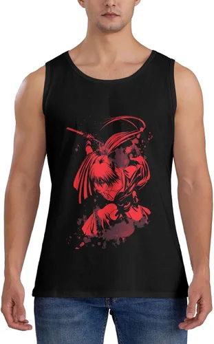 Vista 6 de Rurouni Kenshin - Camiseta sin mangas para hombre, camisetas sin mangas personalizadas para correr, entrenamiento, algodón, casual, color negro