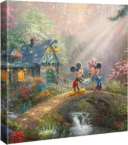Vista 10 de Thomas Kinkade Studios Mickey and Minnie - Puente cariño de 11 x 14 pulgadas, marco negro satinado