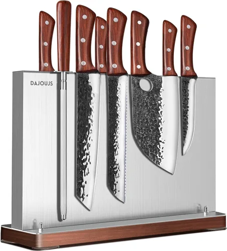 Vista 8 de Juego de cuchillos de cocina con bloque – Juego de 6 cuchillos de chef, 5 piezas de acero inoxidable de alto carbono – Cuchillos afilados con un
