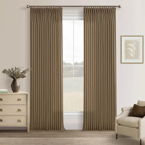 Vista 69 de TWODRAPES Cortinas de Lino Plisadas con Pinza Beige Blancas de 54 Pulgadas de Largo 2 Paneles para Comedor Cocina Dormitorio Plisadas Semi
