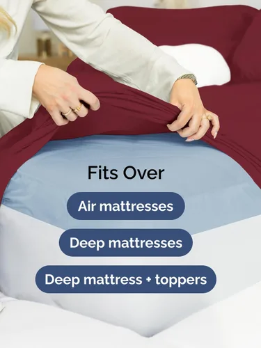 Vista 33 de Extra Deep Twin XL Sheet Set - 3 Piece College Dorm Room - White 01-Blanco