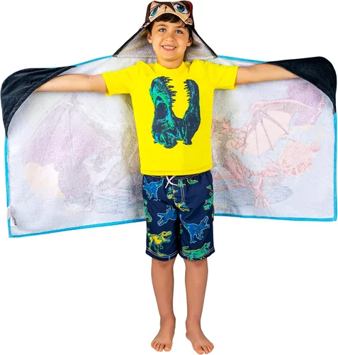 Vista 2 de Bakugan Anime Battle Brawlers Toalla Envolvente de Rizo de Algodón Suave con Capucha para Baño/Piscina/Playa, 24 x 50 pulgadas, por Franco Kids