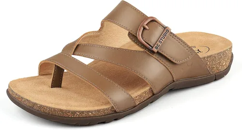 Vista 7 de BCSTUDIO Women's Orthopedic Flip Flop Sandals with Arch Support Comfortable Orthotic Summer Walking Casual Dressy Leather Flat Sandals for Women