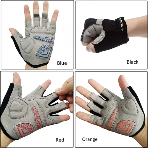Vista 4 de Guantes de ciclismo para hombres y mujeres, guantes de ciclismo acolchados de medio dedo de 0.197 in, transpirables de montaña y carretera