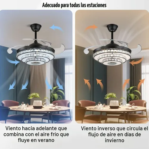 Vista 3 de Ventilador de techo de araña de 42 pulgadas con luz, ventiladores 7 colores regulables/Bluetooth/rotación bidireccional - Negro 2