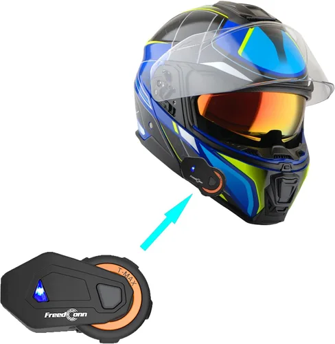 Vista 10 de Martian Casco modular de cara completa para motocicleta, protector solar con doble visera: HG362 azul amarillo