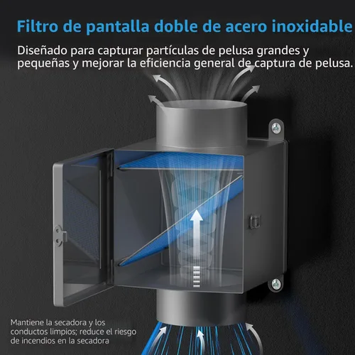 Vista 2 de HOOMESUN Trampa de pelusa para conductos de secadora, kit de ventilación de secadora interior con manguera de ventilación de secadora de 4 pulgadas