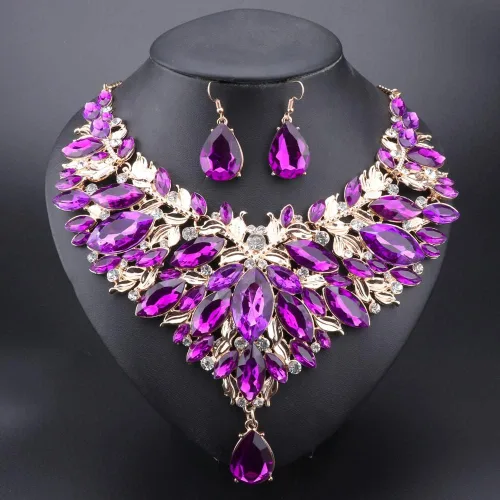 Vista 2 de Gargantilla de cristal para mujer de moda, collar de pendientes, collar bohemio