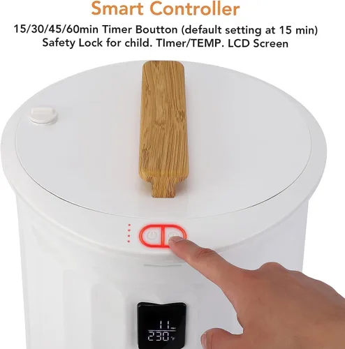 Vista 2 de Towallmark Calentador de toallas, calentador de lujo estilo cubo grande para baño con pantalla LED, temporizador ajustable, se adapta a hasta dos