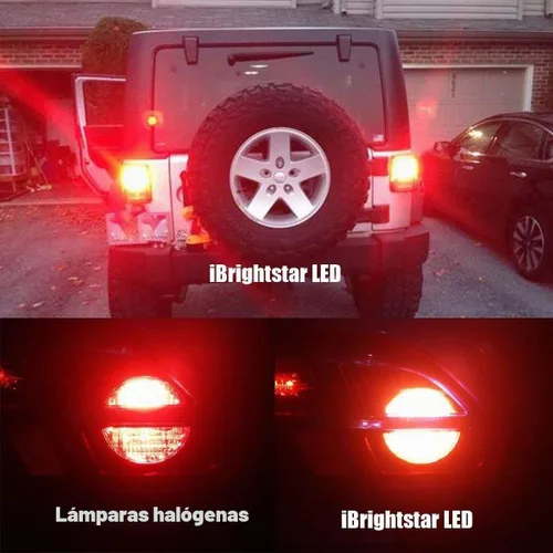 Vista 4 de iBrightstar Luces de freno intermitentes estroboscópicas intermitentes de 9-30 V 1156 1141 1003 BA15S bombillas LED con proyector de repuesto