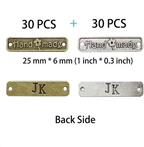 Vista 3 de Juland 60 etiquetas de metal hechas a mano de aleación hechas a mano, dije de cuentas de metal, etiquetas de metal para hacer joyas, manualidades