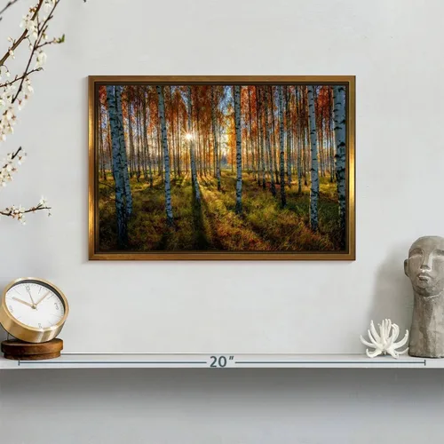 Vista 8 de ElephantStock - Swedish Birch Forest Wall Art - Horizontal Floating Framed Canvas - Hallway Wall Decor - Photography Nature Framed Canvas Art